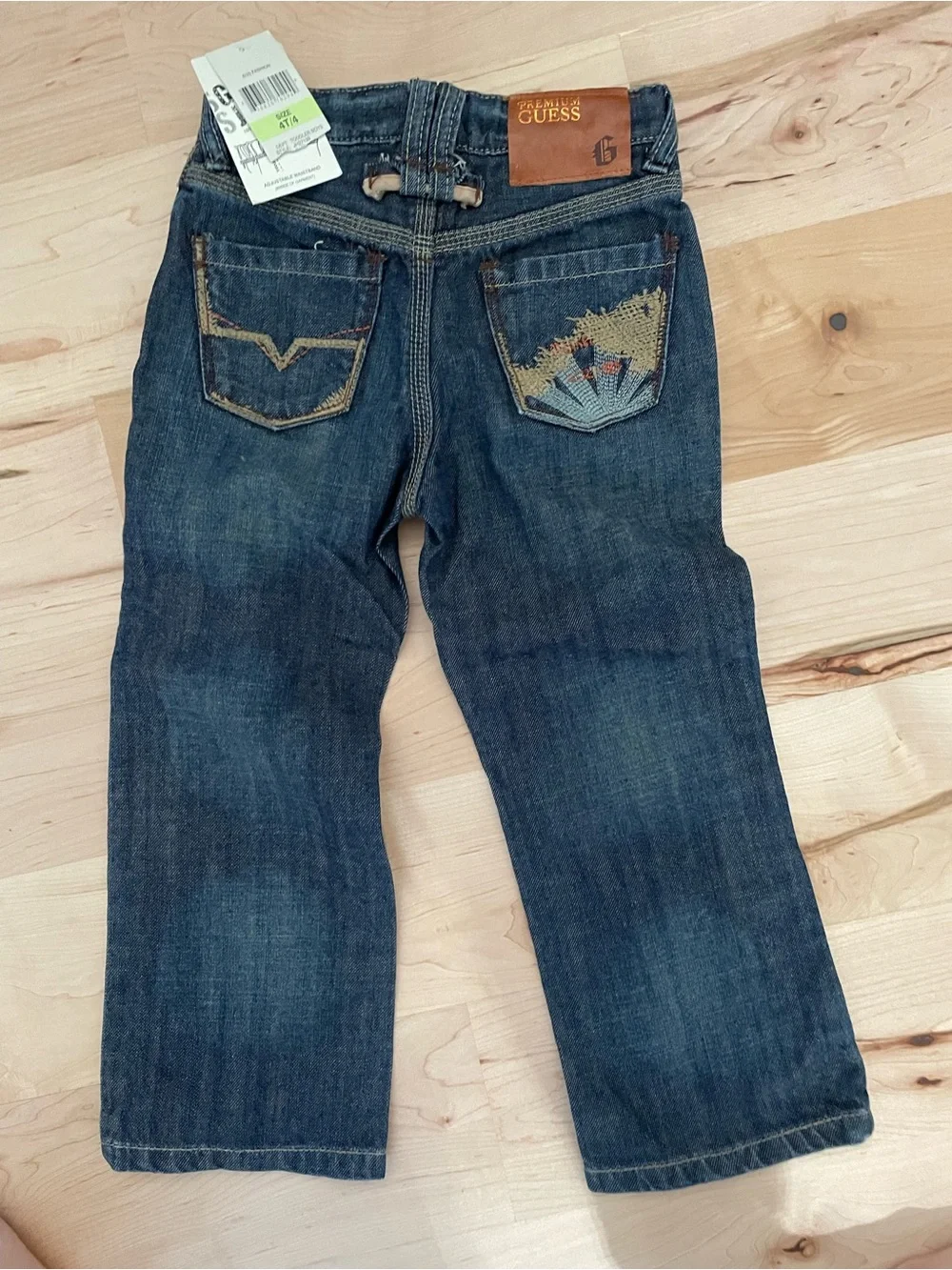 NWT Guess Premium Cliff Boot Cut Jeans Boys 4T Distressed Dark Wash